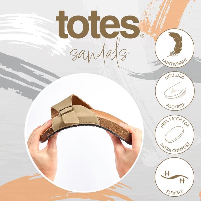 totes® Ladies Single Buckle Slider Light Brown Extra Image 6
